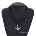 necklace-00265 XP collier en acier inoxydable de conception simple de bijoux en cuir en cuir pour hommes